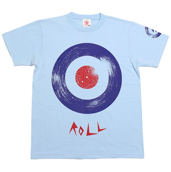 ROLL ( ロール ) Tシャツ ( ライトブルー ) a08tee-lbu-Z完- 水色 半袖 ターゲット モッズ モッド バンドTシャツ ロックTシャツ レコード アナログ盤 かっこいい カジュアル メンズ レディース ユニセックスブランド 大きいサイズ コットン綿100%【RCP】