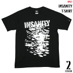 INSANITY Tシャツ (ブラック) sp036tee-bk -F- 半袖 黒色 パンクロックTシャツ PUNKROCKER グラフィック メッセージデザイン 安全ピン バックプリント メンズ レディース 男女兼用 大きめサイズ コットン綿100% オリジナルtee Tシャツ屋さんバンビ