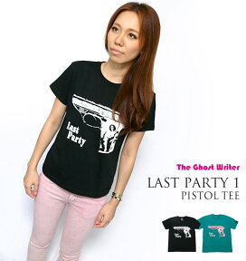 Last Party 1「Pistol」Tシャツ -The Ghost Writer tgw011tee-Z完- 半袖 パンクロックTシャツ 拳銃 ピストル グラフィック アメカジ カジュアル かっこいい メンズ レディース ユニセックス ブラック グリーン 黒緑色 コットン綿100% 【RCP】