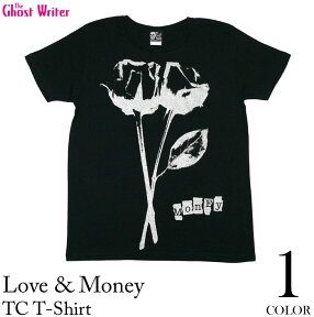 廃盤（在庫限り）　Love & Money（ラブ＆マネー）TC Tシャツ -The Ghost Writer-tgw021tc-Z完- 半袖 バラ 薔薇 花柄 パンクロックTシャツ カットソー メンズ レディース 男女兼用 おしゃれ かっこかわいい オリジナルブランド ブラック 黒色 コットン綿100%【RCP】