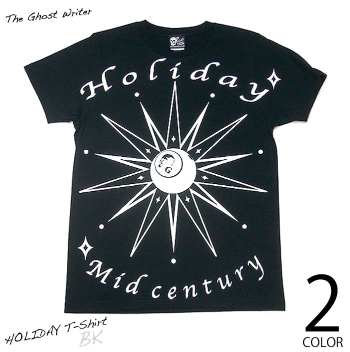 HOLIDAY (ホリデー) Tシャツ (ブラック)- The Ghost Writer tgw027tee-bk -F完- 半袖 黒色 パンクロックTシャツ スカル ドクロ ミッドセンチュリー メンズ レディース 男女兼用 オリジナル グラフィックデザイン かっこいい 大きいサイズ コットン綿100%【RCP】