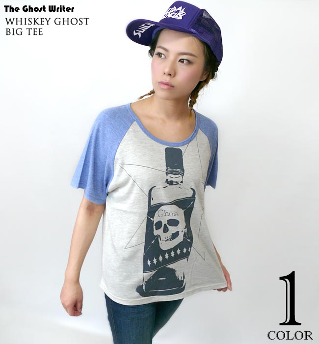 Whiskey Ghost ラグラン ガールズ ビックTシャツ - The Ghost Writer - tgw032grg-Z完- 半袖 パンクロックTシャツ スカル ドクロ かっこいい ストリート アメカジ オリジナルブランド レディースファッション Tシャツ屋さんバンビ