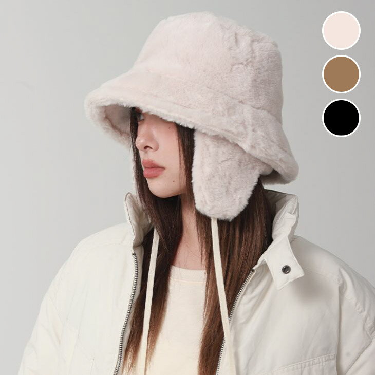 バケットハット もこもこ イヤーマフ 2way フェイクファー 暖かい 大人かわいい カジュアル おすすめ おしゃれ レディース トレンド 人気 プチプラ 韓国ファッション 2023秋冬新作 【lezk311-091】【予約販売：3/5入荷予定3営業日以内発送】【送料無料】メ込3のサムネイル