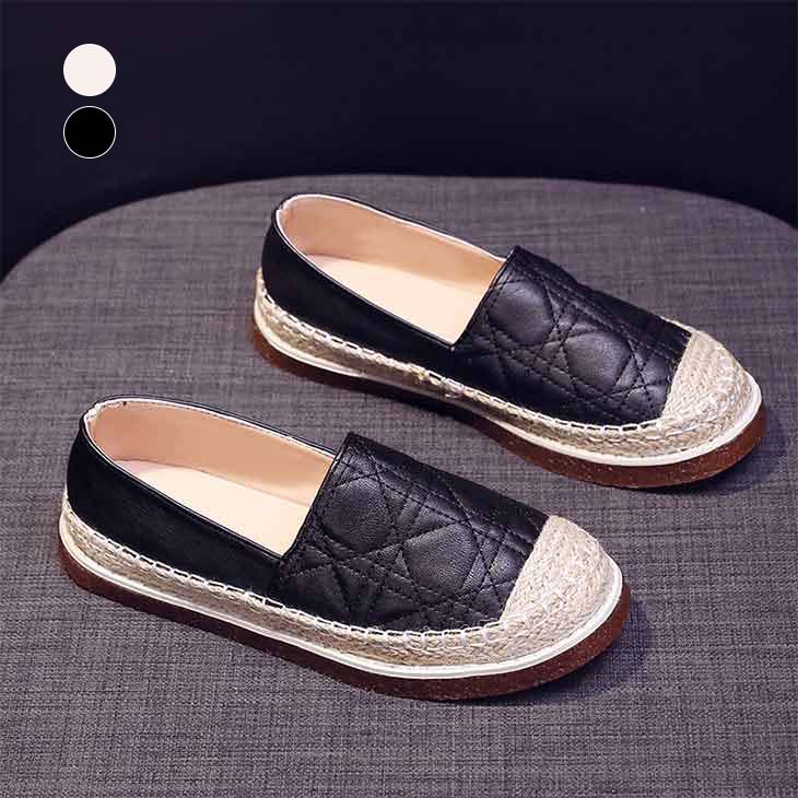 【半額クーポン対象】エスパドリーユ スリッポン PU シンプル フラット カジュアルバイカラー シューズ..