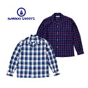 BAMBOO SHOOTS バンブーシュート PLAID CAMP COLLAR SHIRT プレイド キャンプカラーシャツ【送料無料】開襟 オープンカラー インディゴ INDIGO 長袖シャツ 全2色 S/M/L【返品交換不可】