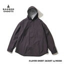 ★SALE40％OFF★BAMBOO SHOOTS バンブーシュート 3LAYER SHIRT JACKET W/HOODIE 3レイヤー シャツジャケット フーディ 2203014 BLACK M/L/XL 防水