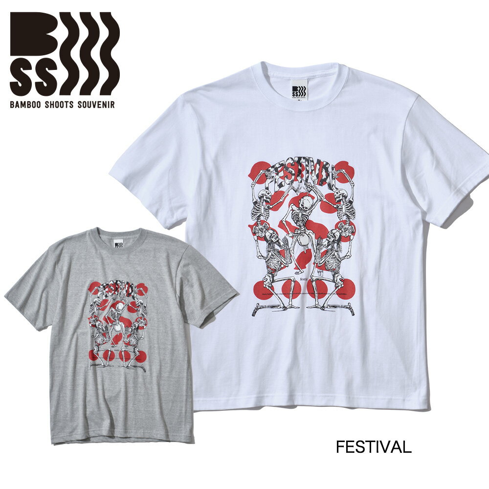 ★SALE40％OFF★BAMBOO SHOOTS SOUVENIR バンブーシュートスーベニア FESTIVAL フェスティバル Tシャツ 半袖 WHITE MIX GRAY S/M/LXL 2301039