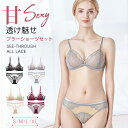 送料無料 総レースブラ 総レース ブラジャー ショーツ 上下セット セクシー レース 大きいサイズ 下着 レディース セット ブラセット ノンワイヤー レースブ...