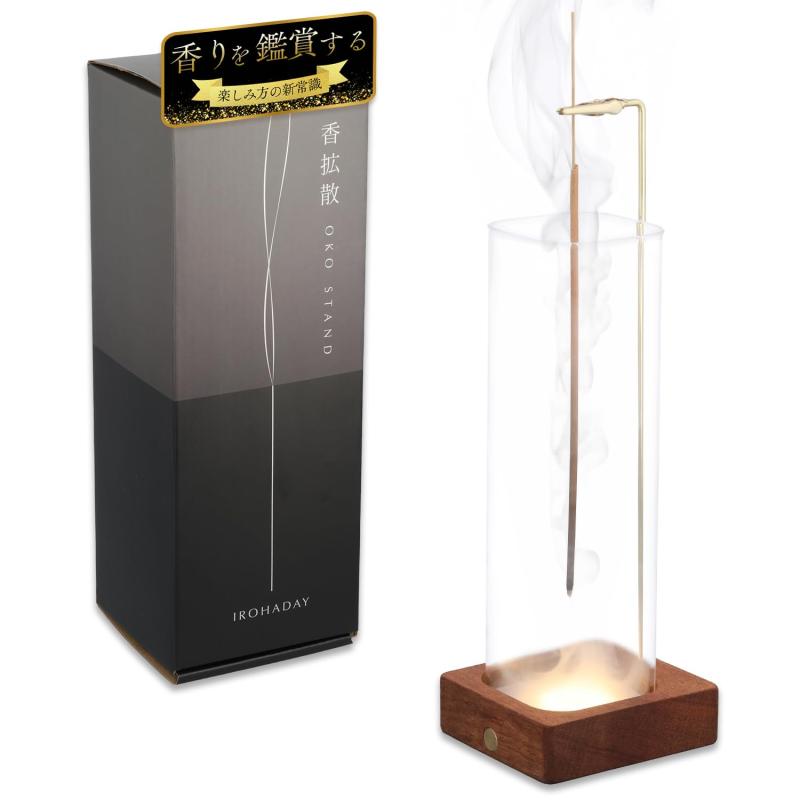 乐天商城 - IROHADAY お香立て [間接照明LED搭載モデル] 灰がこぼれない ガラス 吊り下げ 香炉 線香立て 心理カウンセラー推薦 おしゃれ 癒しアイテム
