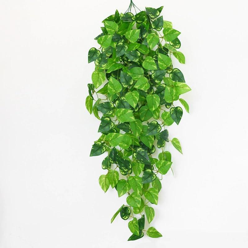 Rakuten - グリーン 観葉植物 吊り下げ ツタ フェイクグリーン 造花 藤 緑 葉 壁掛け 吊りのインテリア飾り人工植物 枯れない 全長110cm