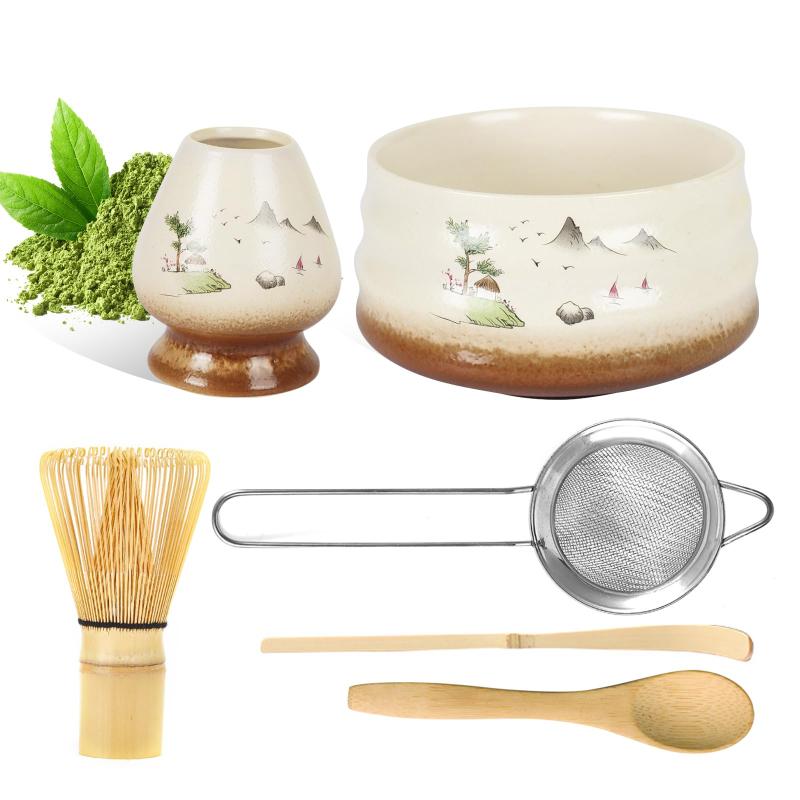 Rakuten - DWCQRTM 茶道具 抹茶セット お抹茶6点セット 茶道具セット 抹茶泡立て器 茶碗 百本立 茶筅立て 茶筅くせ直し 茶匙 初心者