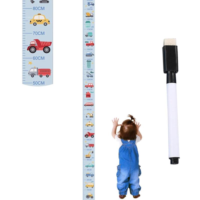バンブの身長計 壁貼り ウォールステッカー 測定範囲0-200cm 子供身長計 身長測定 成長記録 目盛り 幼稚園 子供部屋 インテリア 玄関装飾 出産祝い プレゼント (小型車)｜アングル2