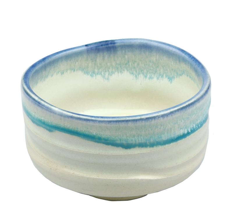 乐天商城 - ヤマキイカイ 抹茶碗 カネタ白均窯呉須青流 径12.5×高さ8cm F1545 水色