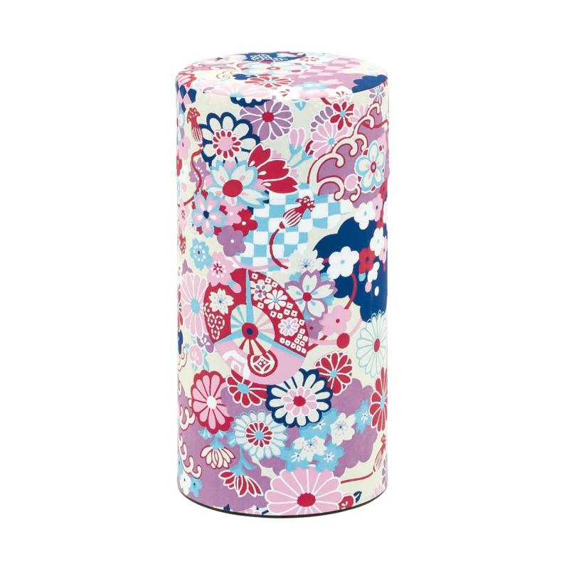 樂天商城 - 野口熊太郎茶園 茶筒 茶缶 大容量 200g 和紙貼 中蓋付き 大正友禅こもん 日本製 おしゃれ