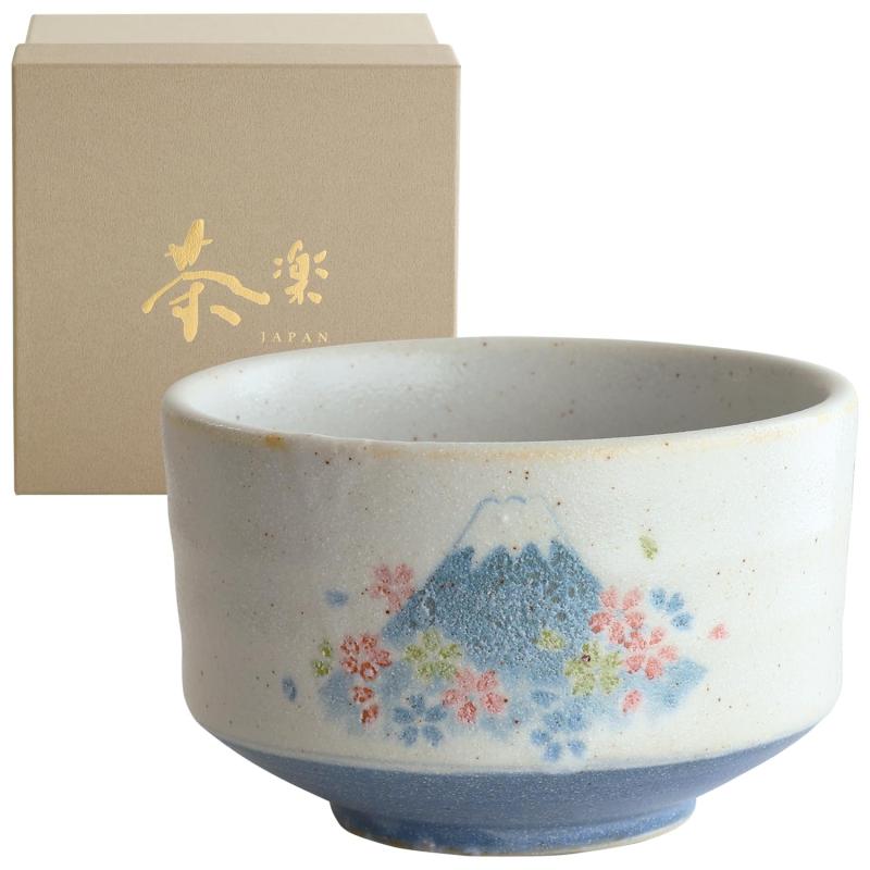 乐天商城 - Dolce duo 抹茶碗 抹茶 茶碗 桜富士 日本製 美濃焼 11cm 約420ml 箱入り 茶道 MW-1855