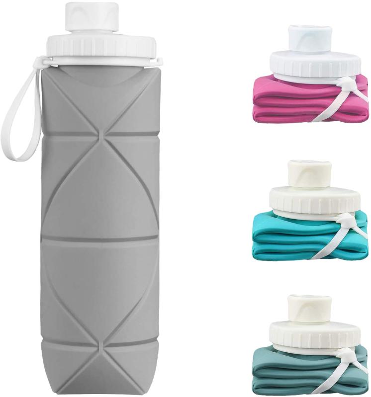Rakuten - 折りたたみ ボトル シリコン折りたたみ式ウォーターボトル 携帯用スポーツ水筒 登山大容量防水/耐熱屋外環境保護ウォーターボトル 自転車登山用漏れ防止 BPAフリー FDA認証食品級シリコン
