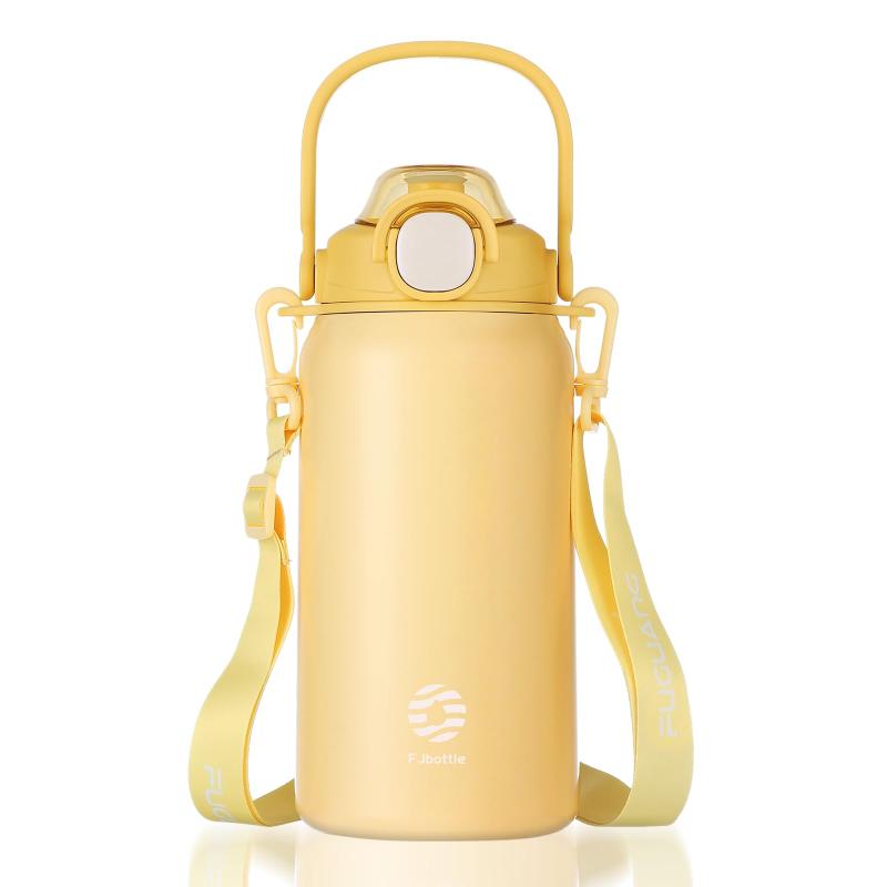 Rakuten - FJbottle 水筒 1.3リットル 真空断熱2ウェイボトル ストロー ワンタッチ 直飲み スポーツジャグ(ストラップ付き) 1.3L 1300ml スポーツボトル ポーツ飲料対応 大容量 持ち運び マグ ボトル 広口 洗