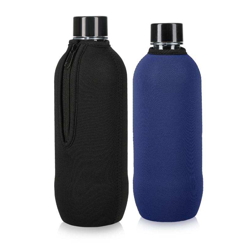 kwmobile 2x Soda Stream対応 615ml ボトルカバー ネオプレン製 - ソーダストリーム マイボトル 傷防止 スリーブ - 黒色/赤色