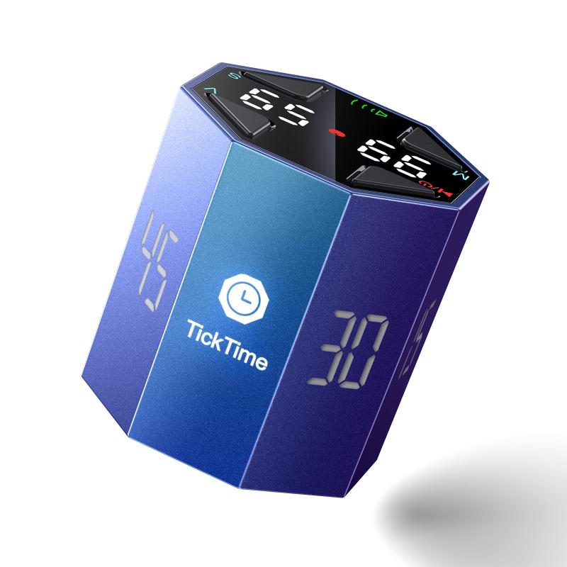 【TickTime MAX・集中力を最大限に引き出そう】グラデーション 正八角柱 ポモドーロタイマー DIY Time キッチンタイマー キューブタイマー 3段音量調整/静音モード/振動モード Type-C充電 自動Ticktime ポモドーロ タイマー