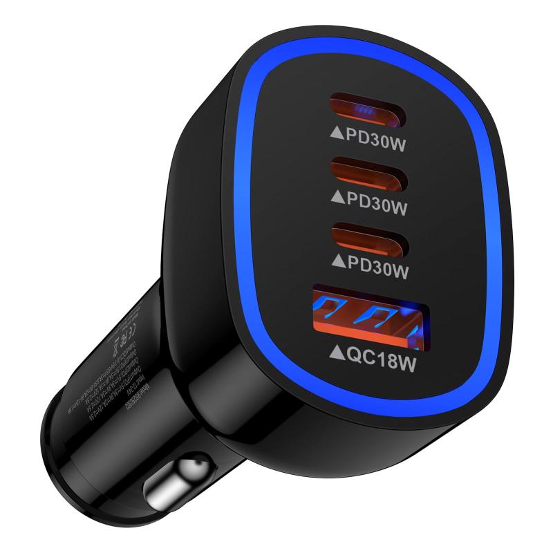 車 充電器 シガーソケット 【PD30W*3+QC18W/同時急速充電】 急速 総90W