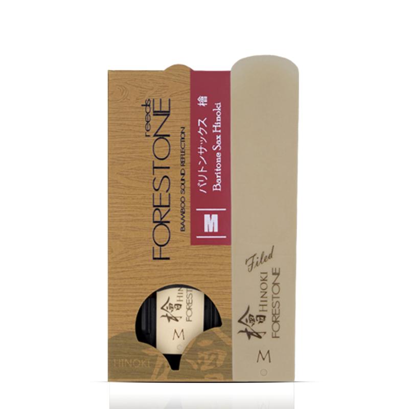 FORESTONE フォレストーンリード Hinoki バリトンサックス用 【硬さ：M ミディアム】 FHBM従来の素材に特殊なカルシウム材を加えたモデルフォレストーンリードの中でも、よりJazzやPops等に適しているソプラノ、バリトン、B♭クラリネット用はファイルドカット