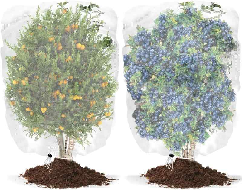 Rakuten - JUTOSU 防虫ネット 植物保護カバー 2個セット 防鳥ネット 景観樹木防虫ネット 巾着式 園芸ネット 花果防虫ネット 透明 通気性 菜園 盆栽 花壇適用 プランター 野菜栽培 直射日光防止 防虫 防