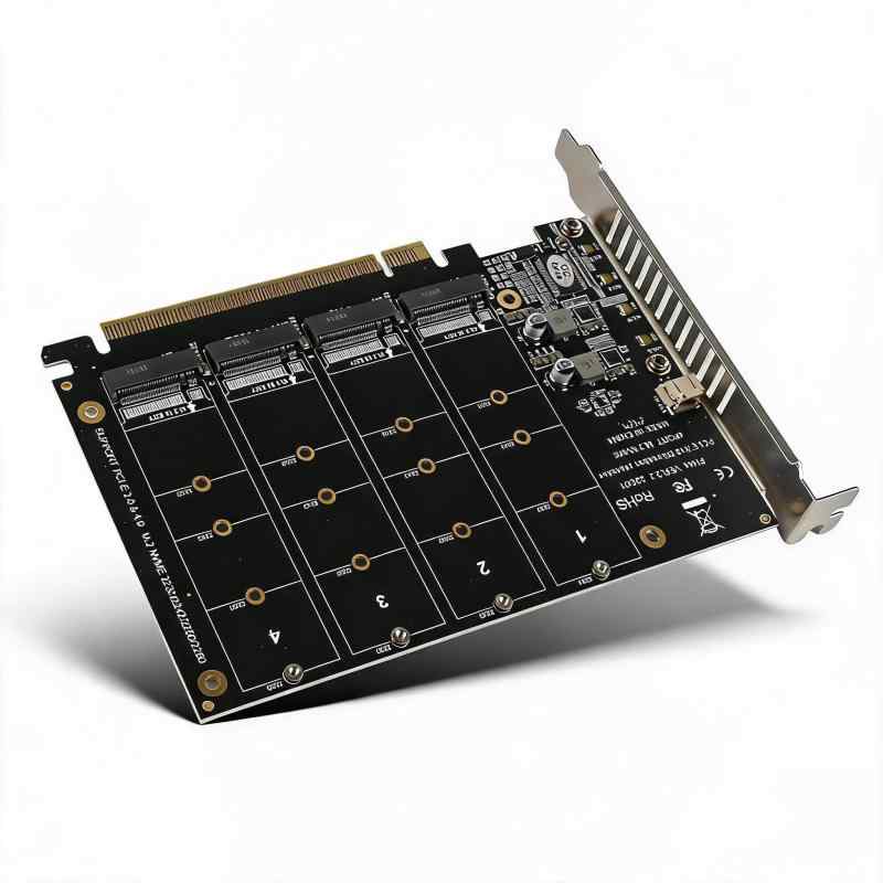 Rakuten - M.2 PCIEアダプター、アダプターカード4ポートM.2 NVMeSSDからPCIEX16Mキーハードドライブコンバーターリーダー拡張カード