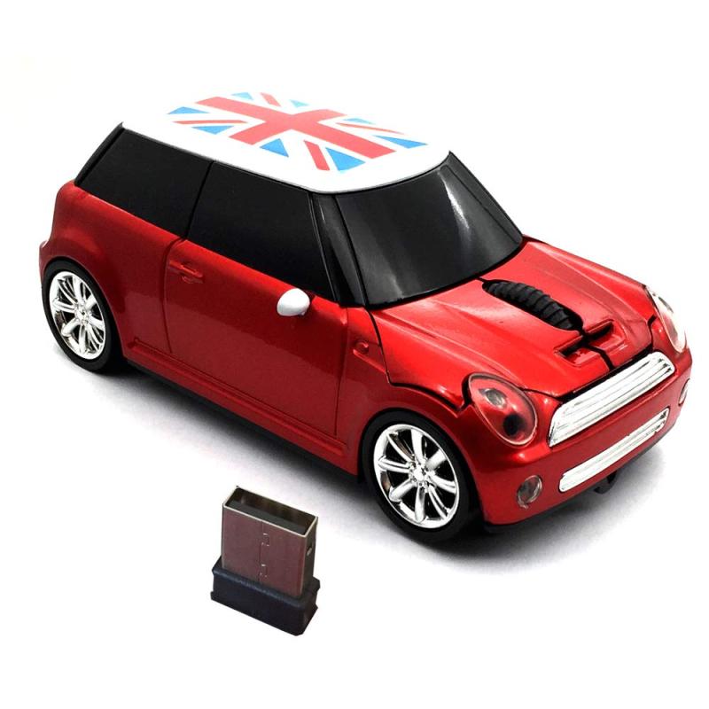 Rakuten - Kamouse ワイヤレスカーマウス 超かわいい 車型マウス USBコンピューター 光学式ゲーミングマウス ミニレシーバー付き PC ノートブックウィンドウ用 レッド