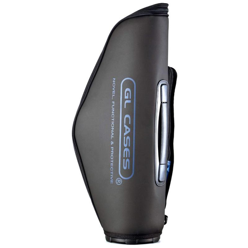 GL CASES GLM-A アルトサックスケースGL CASES アルトサックスケース。デザイン性と汎用性、保護性能を兼ね備えたGLMシリーズ。できるだけシンプルでスポーティーなデザインを基軸に、独自の3層構造を採用することで、高いクッション性と防水性を実現。ソフトケースの作りでありながら、十分な保護性能も持ち合わせます。使用できる楽器の汎用性が高いことも特徴で、特殊形状やビッグベル、ビンテージ楽器など様々な楽器に対応。ケース背面の持ち手とストラップは収納可能。底面と外側ベル部には補強を施し、ソフトケースでありながら強度のある仕様。重量：約2.0kg、サイズ：約67×28×20cm、カラー：ブラック、マウスピース・ネック用ポーチ付属。LowB,B♭のキーガードが逆に取り付けられているビンテージサックスや、現代のビッグベルにも対応。