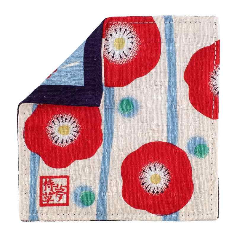 バンブのMorikuru(もりくる) 日本製 綿 コースター 梅柄 約11.3cm×11.3cm リバーシブル 和柄 KT08-02｜アングル2