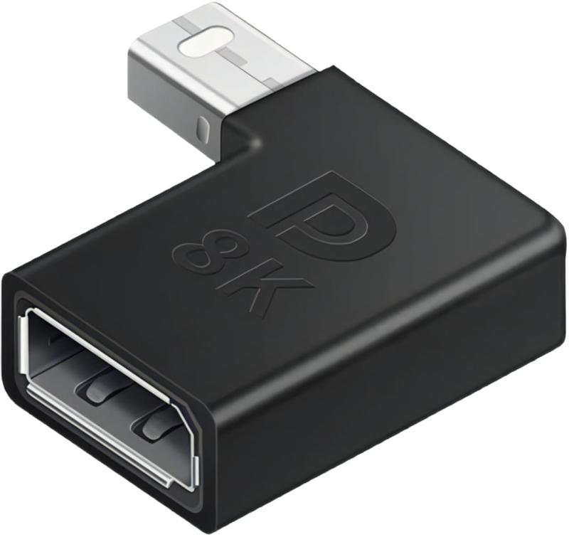 mini DisplayPort (オス) DisplayPort(メス) 変換アダプタ 90°L字型 DP1.4対応 8K/...