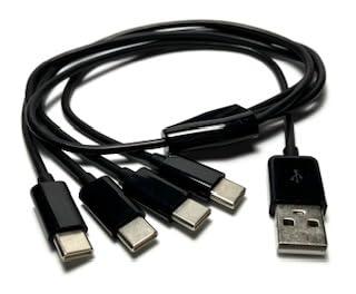 Rakuten - Access タイプC 4股ケーブル ブラック + マイクロファイバークロス付き EC38-B