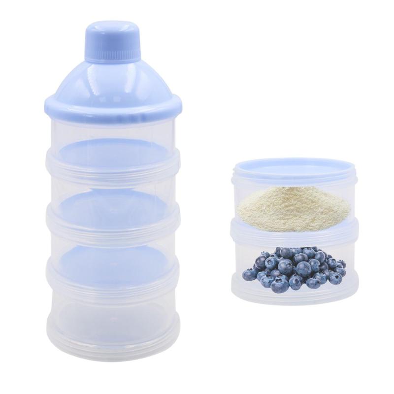 Rakuten - KKLM ベビーミルクケース ミルクボックス 4層構造のベビーミルク粉ケース 携帯便利な粉ミルク容器 折り重ね可能な離乳食保存容器 スナック収納にも最適 外出や旅行にピッタリ