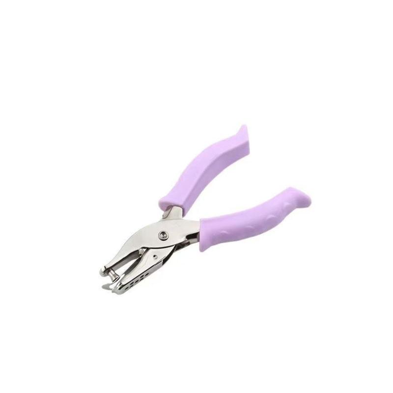 Rakuten - 穴あけパンチ 1穴 6mm 紙用 パンチャー 紙くず受けトレー付き 軽量 ゴムグリップ 単語帳 タグ ラッピング ハンドメイド 事務用品 紫
