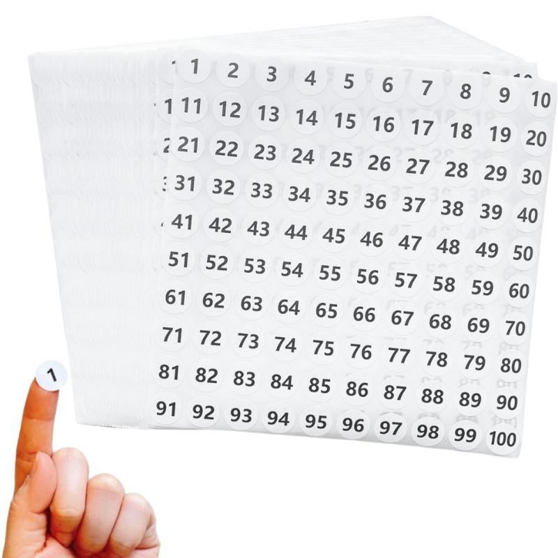 Rakuten - 【白色27枚】数字 ラベル シール 番号 1.5cm 防水 タイプ セット 1～100 ナンバー カルテ 出席番号 (白)