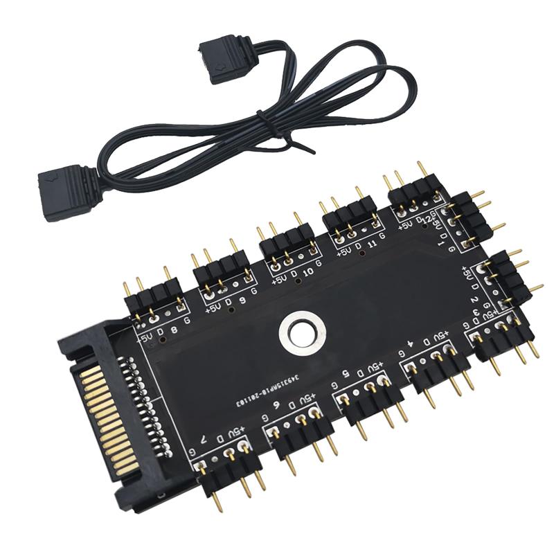 ASUS - CTRICALVEファンおよびRGBの照明、5V3ピン、sataの港AGLOB12V5ピンによる力のためのディバイダー/ハブ、箱ファンおよびRGBの照明と互換性がある。