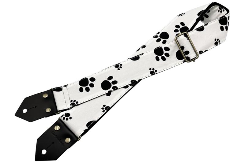 Spice Note スパイスノート ギターストラップ Printing Fablic Series Foot Prints 日本製 全長820mm～1450mm ホワイト ES-PP50FP/WHT