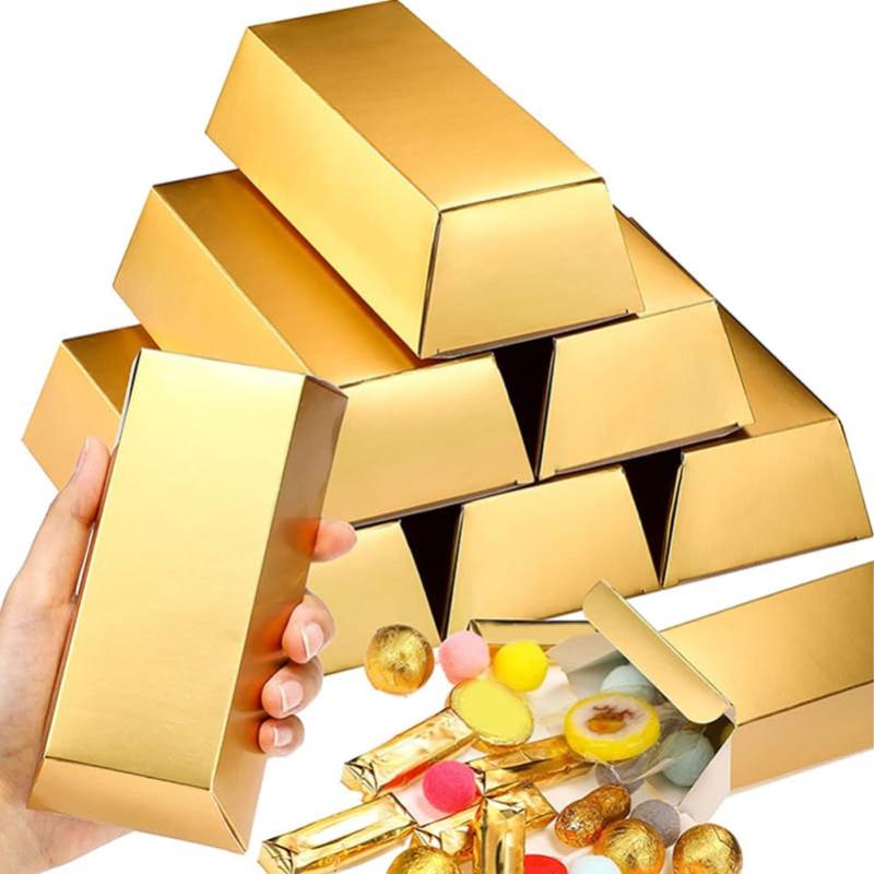 樂天商城 - Abaodam チョコレートケース キャンディーボックス パーティー用金塊型 ボックス10個セット 紙製キャンディー ハロウィン 誕生日 クリスマス記念品用 精巧な仕上げと耐久素材贈り物の魅力演