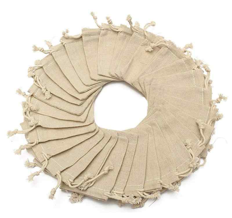 Rakuten - 収納袋 麻 巾着 リネン ジュートポーチ 無地 ギフト ジュエリー袋 30枚セット 10x8cm