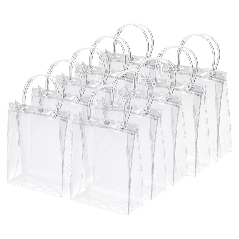 Rakuten - PATIKIL 25個 セット 透明 PVC ギフト バッグ 11インチ x 7.9インチ x 3.9インチ 繰り返し 使える ミニ 透明 プラスチック ギフト 包装 トート バッグ ハンドル 付き ショッピング パーティー 結婚式