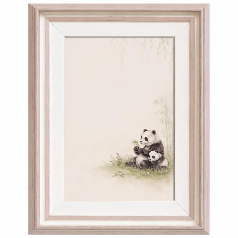 Rakuten - パンダ アート インテリア 動物 絵画 フレーム付き 卓上サイズ 20.3×14.3cm 自宅用 ギフト対応 (静かなひととき)