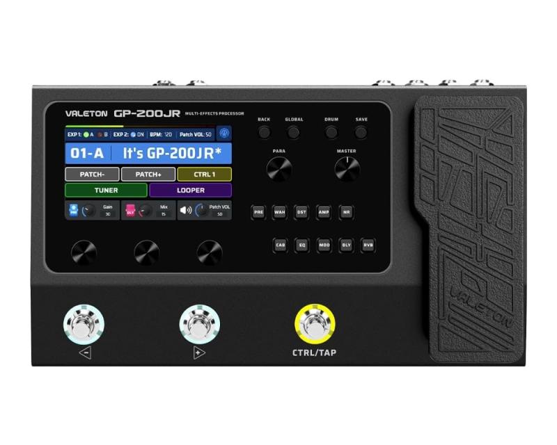 Valeton GP-200JR マルチエフェクトプロセッサー マルチエフェクトペダル エクスプレッションペダル付き FXループ MIDI I/O ギター ベース エフェクトペダル アンプ モデリング IR キャビネット シ