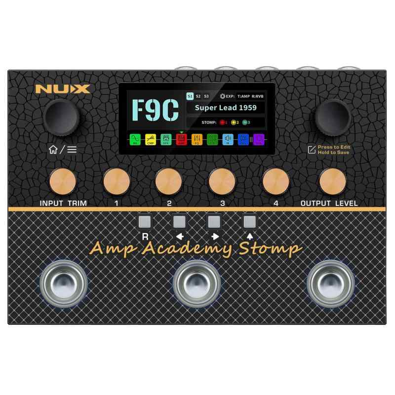 NUX/Amp Academy Stomp Compact Modeler NU-X アンプシミュレータ キャビネットIRPresets: 27 x Factory、 27 x User Number of EFX blocks: 9 (NG、 CMP、 EFX、 AMP、 EQ、 S/R、 IR、 DLY、 RVB)Impulse Responses: Left ＆ Right、 60 x Factory Cyber IRs、 40 x User IRs USB: USB-C for 24-bit / 48 kHz USB AUDIO、 USB MIDI (PC Editor)、firmware update、 NBT-1 Bluetooth Module with APP control Bluetooth: Additional NBT-1 Bluetooth Module with APP controlExpression Control: Yes、 external EXP or additional NMP-2 Lite footswitchBypass Switching: Buffered Bypass Software: Amp Academy Stomp editor (PC)、