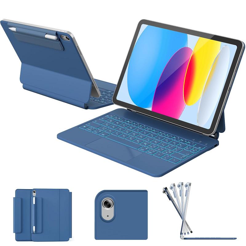 Rakuten - RAYMCRAFT iPad 第 11 世代 (A16, 2025) / 第 10 世代 対応 キーボードケース、iPad 第 11/10 世代 10.9 インチ用 マジックキーボード、11 色バックライト、防汚加工表面、スマートトラックパッド付き ペン