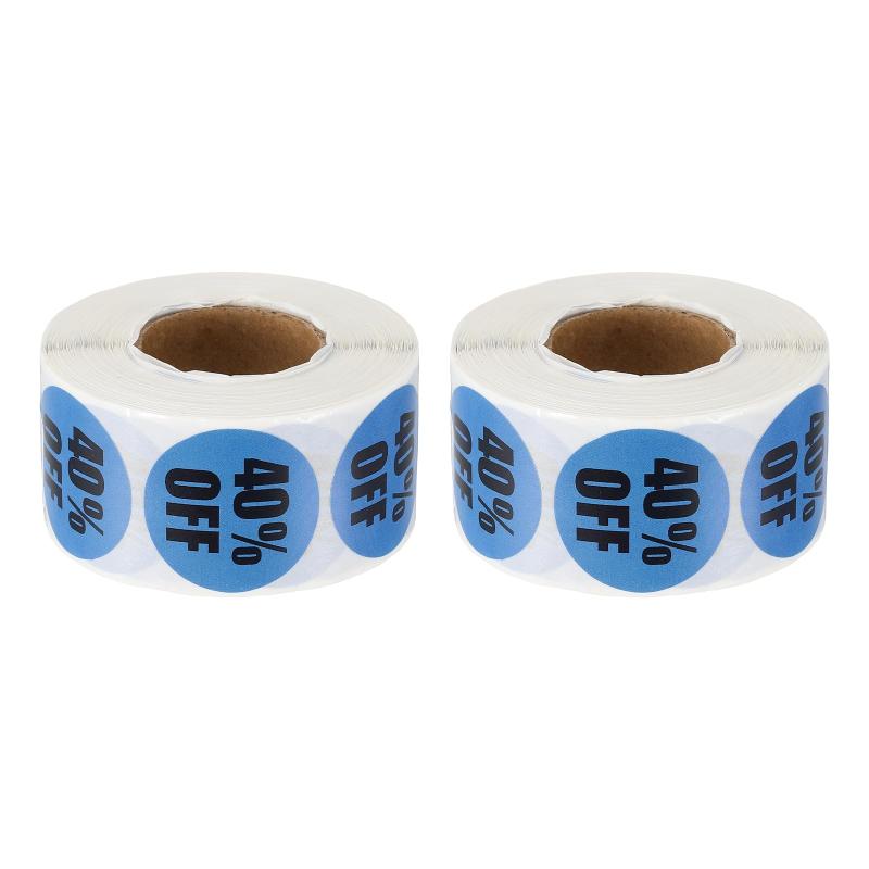 Rakuten - PATIKIL 1000個 40% 割引シール 小売店用 円形値段マーカータグ 割引販売シール マーケット フェア 小売店 スーパーマーケット ショップ用接着ラベル ブルー