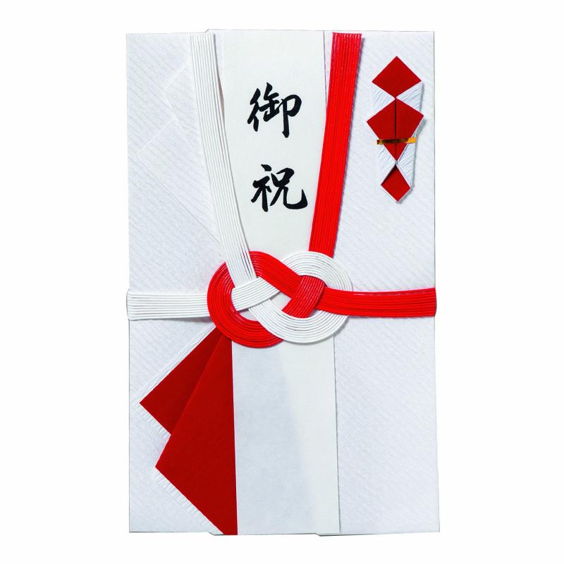 マルアイ 祝儀袋 結婚式 檀紙 赤白 10本 結び切り お祝い 寿 1枚 キ-419 ホワイト【用途】婚礼用・一般御祝本体原紙に檀紙を使用した大判タイプの御祝用金封です。赤白10本あわじ結びの水引飾りを使用しています。【サイズ】120×195mm【短冊】寿・御結婚御祝・御祝・無地中包付