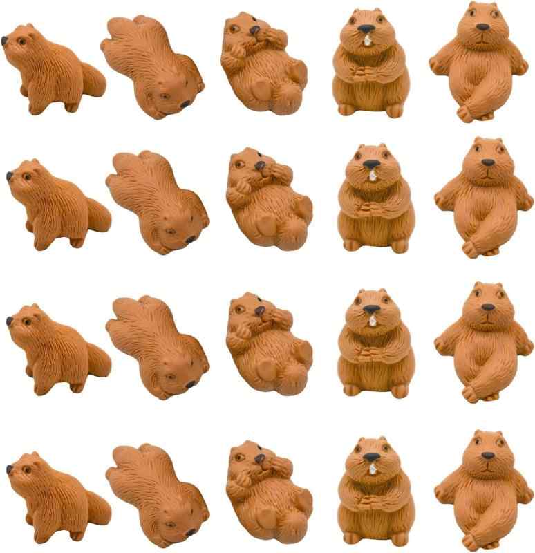 Pinenjoy 10匹 動物 フィギュア モグラネズミ 動物置物 ミニマーモット プレーリードッグ インテリア雑貨 車内のダッシュボード飾り お土産 DIY 樹脂 インテリア雑貨 車内のダッシュボード飾り