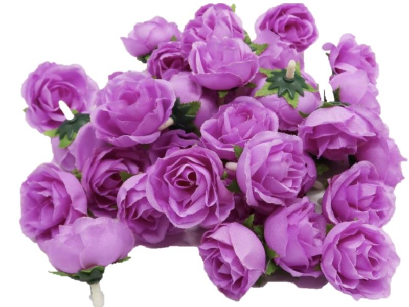 乐天商城 - (Mikishin) バラ 造花 50個 3cm ブーケ ローズ 薔薇 結婚式 装飾 (パープル)