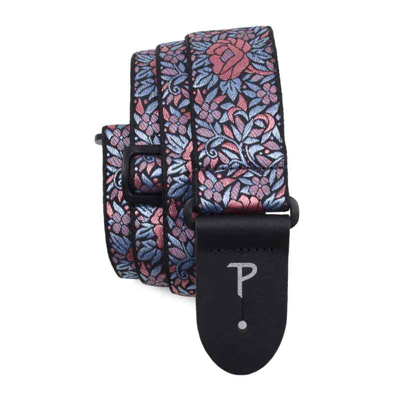 乐天商城 - P Perri's Leathers Ltd.. - ギターストラップ - ナイロン - ピンクブルー花柄 - 調節可能 - アコースティック/ベース/エレクトリックギター用 - カナダ製 (TWS-7275)