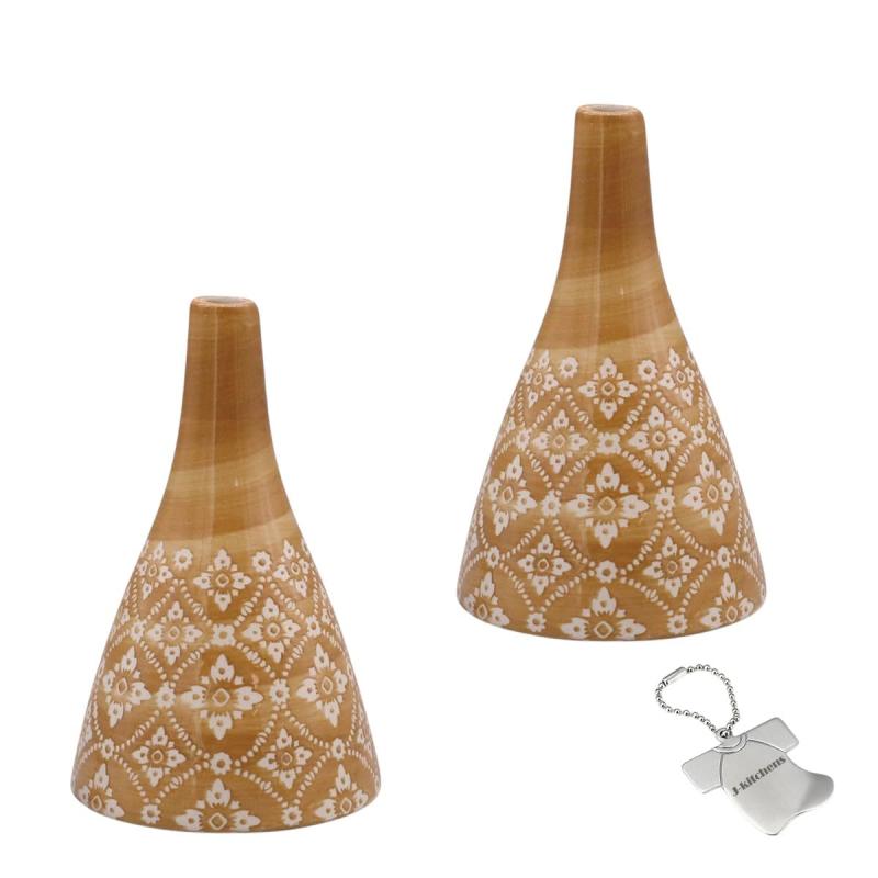 樂天商城 - J-kitchens Select 2個入 セット 花瓶 陶器 小花 北欧風 フラワーベース F Φ10xH15.5cm ブラウン （オリジナルタグ1個付）No5555